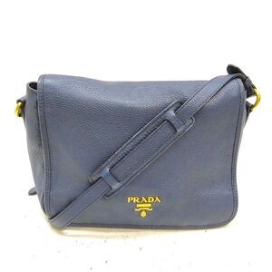 Auth PRADA Baltico Blue Vitello Daino Leather Phenix Crossbody Messenger Bag Ex+